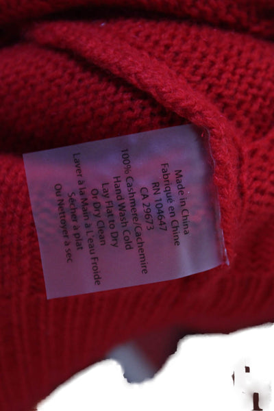 Kinross Cashmere Women Pullover Sweater Red Crewneck Long Sleeve Size L