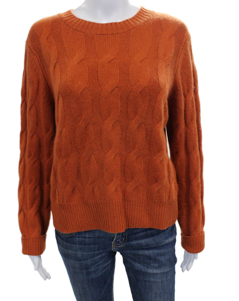 Kinross Cashmere Women Crew Neck Long Sleeve Pullover Orange Size L