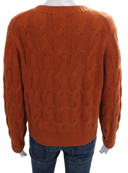 Kinross Cashmere Women Crew Neck Long Sleeve Pullover Orange Size L