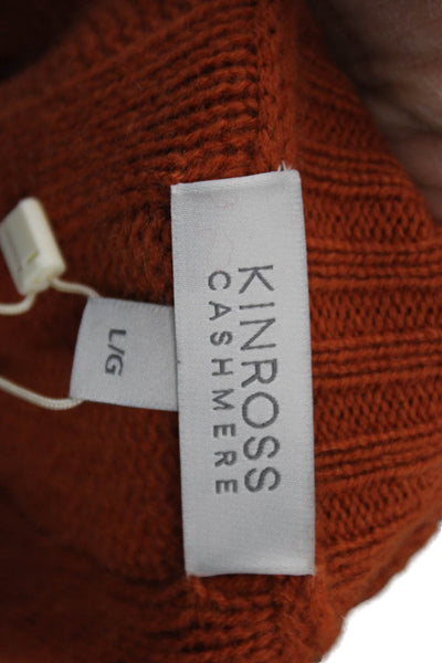 Kinross Cashmere Women Crew Neck Long Sleeve Pullover Orange Size L