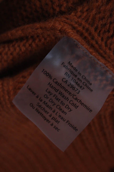 Kinross Cashmere Women Crew Neck Long Sleeve Pullover Orange Size L
