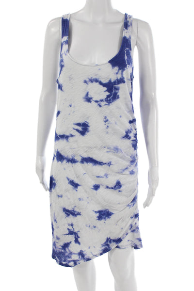 Goldie Women Tank Dress Blue Pima Cotton Tie Dye Scoop Neck Sleeveless Size M