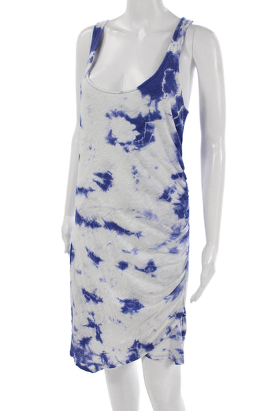 Goldie Women Tank Dress Blue Pima Cotton Tie Dye Scoop Neck Sleeveless Size M