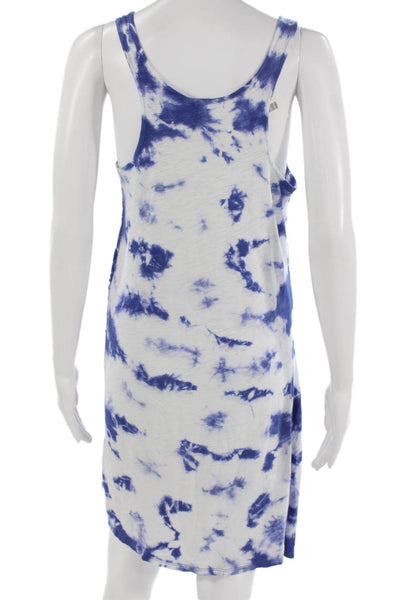 Goldie Women Tank Dress Blue Pima Cotton Tie Dye Scoop Neck Sleeveless Size M