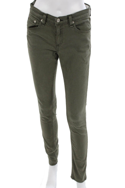 Rag & Bone Jean Womens Green Skinny Jeans Mid Rise Button Size 28