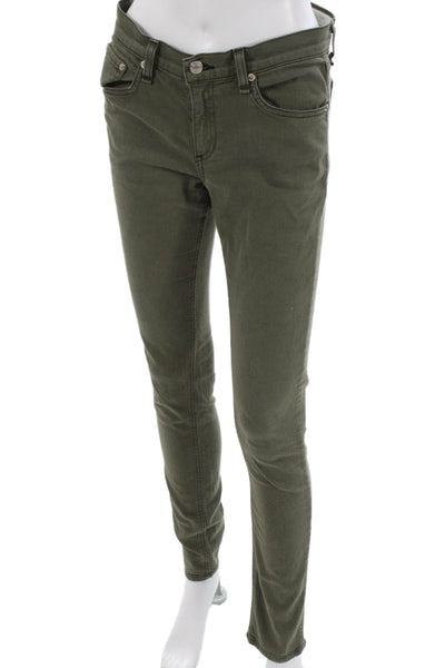 Rag & Bone Jean Womens Green Skinny Jeans Mid Rise Button Size 28