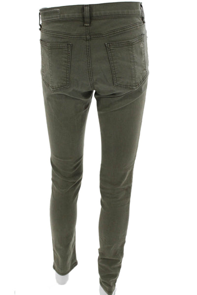 Rag & Bone Jean Womens Green Skinny Jeans Mid Rise Button Size 28