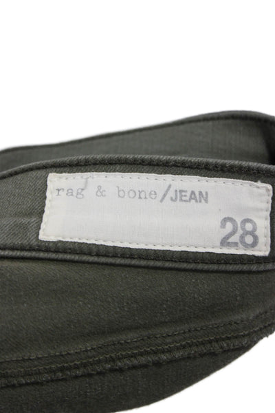 Rag & Bone Jean Womens Green Skinny Jeans Mid Rise Button Size 28