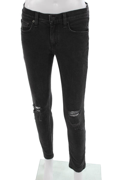 Rag & Bone Women Black Mid-Rise Skinny Jeans Cotton Size 28