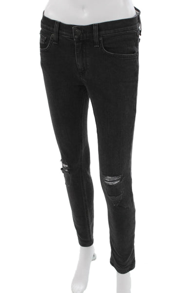 Rag & Bone Women Black Mid-Rise Skinny Jeans Cotton Size 28