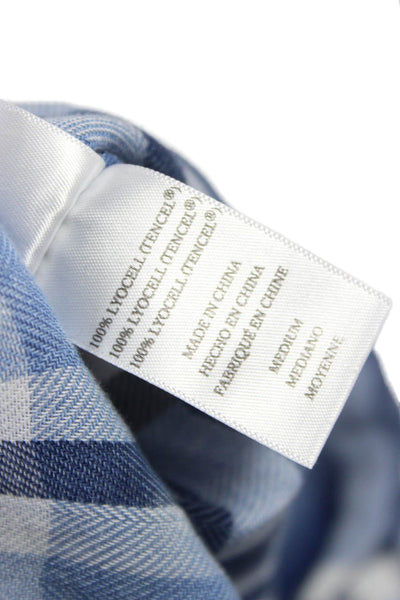 Rails Women Plaid Collared Button-Up Shirt Long Sleeve Blue Lyocell Size M