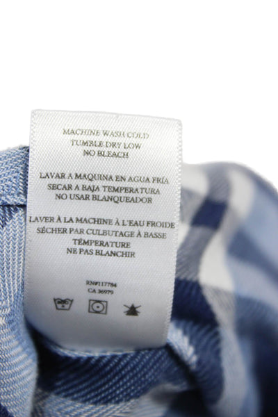 Rails Women Plaid Collared Button-Up Shirt Long Sleeve Blue Lyocell Size M