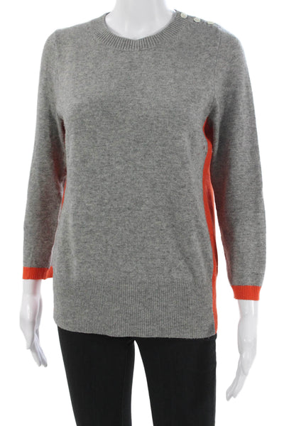 J Crew Women Pullover Sweater Gray Wool Crew Neck Long Sleeve Size S
