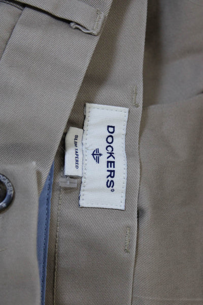 Dockers Mens Chino Pants Beige Cotton Stretch Button Inseam 32 Size 29