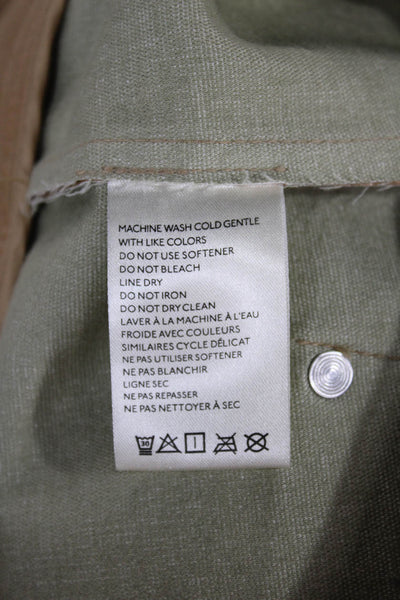 Anthropologie Women Cargo Pants Beige Faux Leather Button Size 8