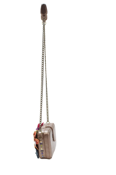 Mary Frances Womens Beaded Floral Snap Closure Shoulder Bag Multicolor
