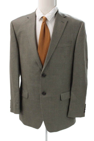 Lauren Ralph Lauren Mens Blazer Gray Silk Check Button Size 40