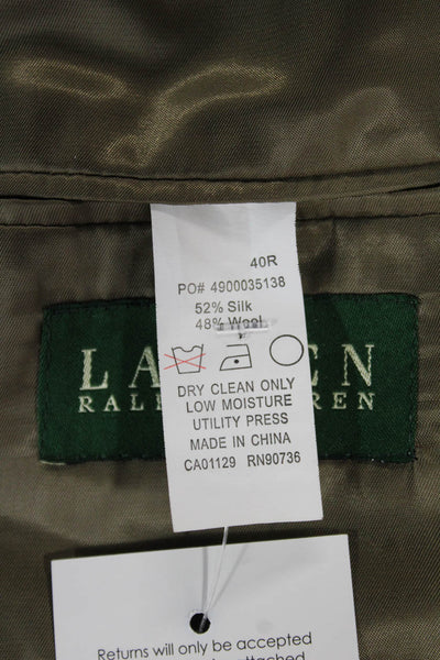 Lauren Ralph Lauren Mens Blazer Gray Silk Check Button Size 40