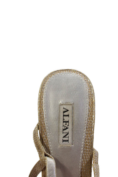 Alfani Womens Leather Faux Snakeskin Metallic Strappy Heels Silver Size 7