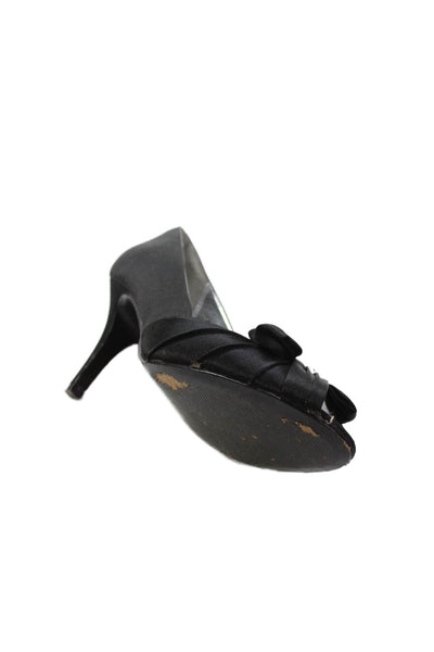 Nina Womens Satin Bow Accent Open Toe Heels Black Size 7