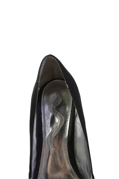 Nina Womens Satin Bow Accent Open Toe Heels Black Size 7