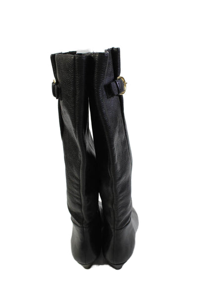 STEVEN BY STEVE MADDEN Womens Leather Knee High Boots Black Size 7.5