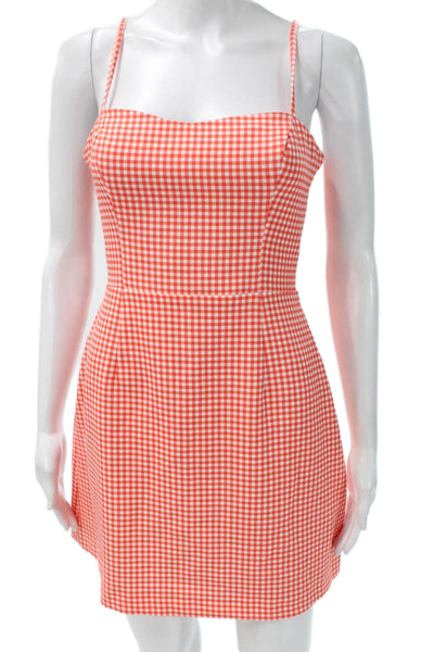 French Connection Womens Red Gingham Sweetheart Mini Dress Polyester Zip Size 6