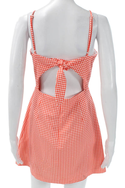 French Connection Womens Red Gingham Sweetheart Mini Dress Polyester Zip Size 6