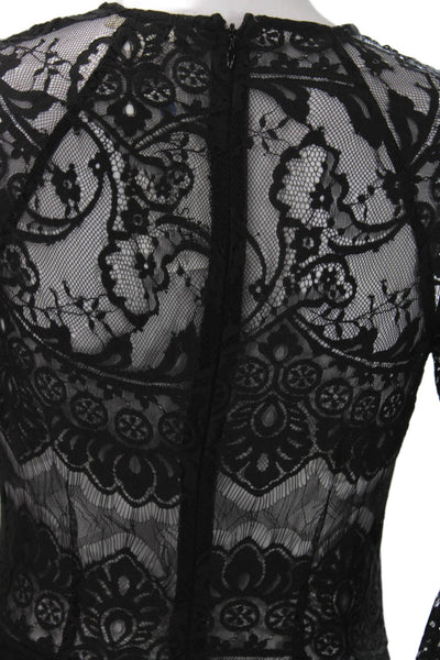 BB Dakota Women Fit & Flare Lace Black Short Dress 3/4 Sleeve Round Neck Size S