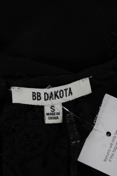 BB Dakota Women Fit & Flare Lace Black Short Dress 3/4 Sleeve Round Neck Size S