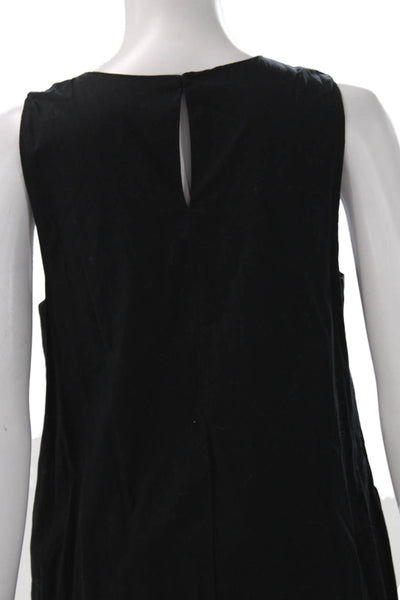 The Drop Women Maxi Black Cotton Sleeveless Button Round Neck Dress Size S