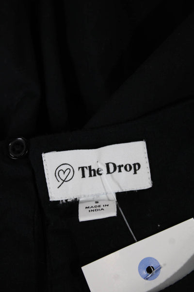 The Drop Women Maxi Black Cotton Sleeveless Button Round Neck Dress Size S