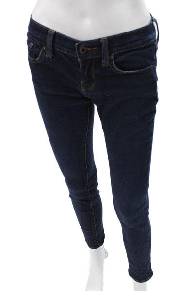 Lucky Brand Women Skinny Jeans Blue Low Rise Button Cotton Blend Size 0