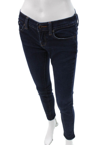 Lucky Brand Women Skinny Jeans Blue Low Rise Button Cotton Blend Size 0