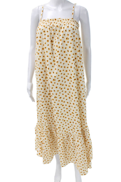 We Wore What Women Maxi Dress Ivory Cotton Sleeveless Square Neck Size S