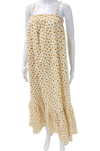 We Wore What Women Maxi Dress Ivory Cotton Sleeveless Square Neck Size S