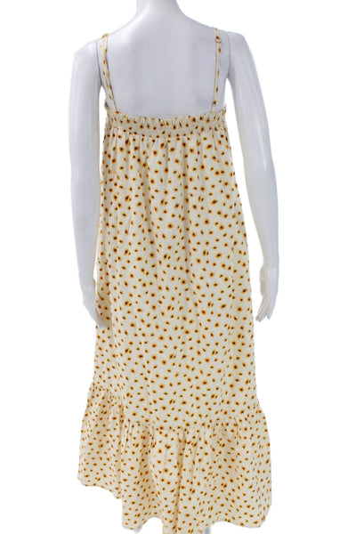 We Wore What Women Maxi Dress Ivory Cotton Sleeveless Square Neck Size S