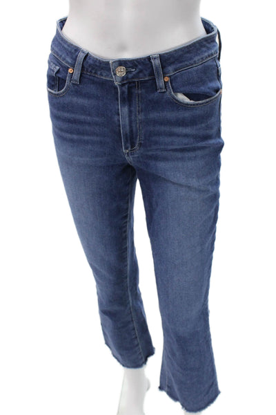 Paige Womens Cropped Jeans Blue Mid Rise Button Fly Size 28