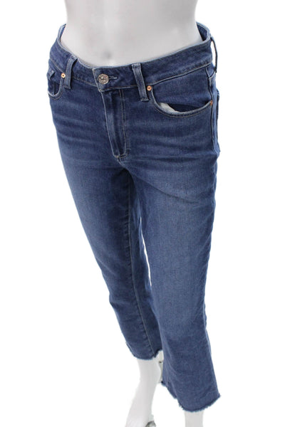 Paige Womens Cropped Jeans Blue Mid Rise Button Fly Size 28