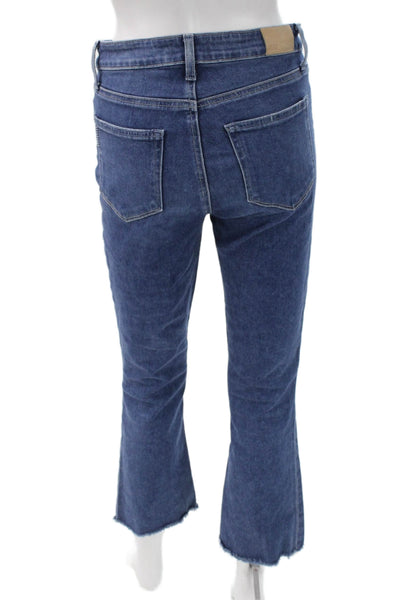 Paige Womens Cropped Jeans Blue Mid Rise Button Fly Size 28