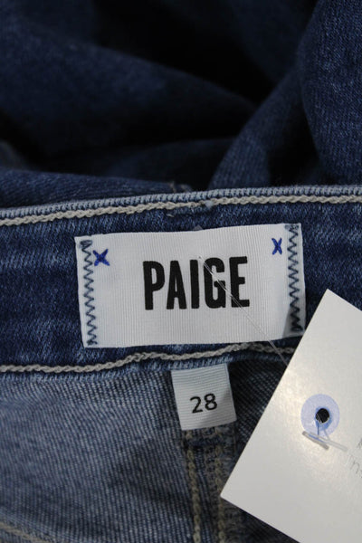 Paige Womens Cropped Jeans Blue Mid Rise Button Fly Size 28