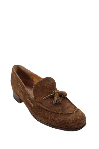 John Lobb Womens Suede Tassel Slip-On Dress Loafers Brown Size 8.5