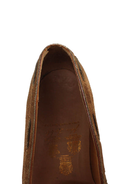 John Lobb Womens Suede Tassel Slip-On Dress Loafers Brown Size 8.5