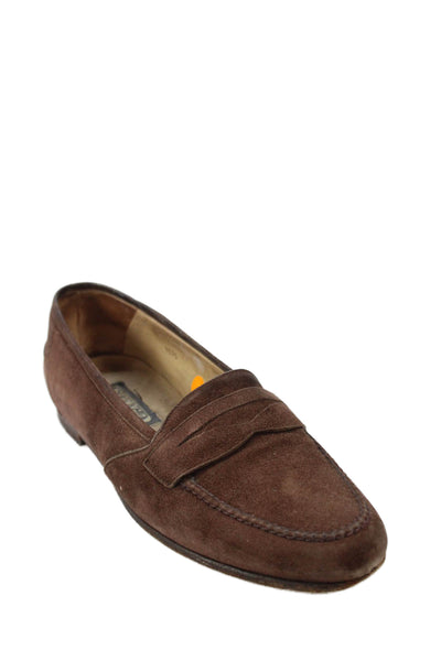 Strega Mens Leather Slip-On Penny Dress Loafers Brown Size 8.5