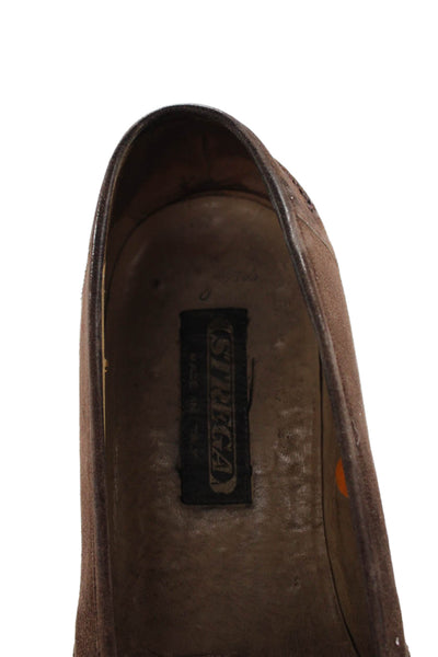 Strega Mens Leather Slip-On Penny Dress Loafers Brown Size 8.5