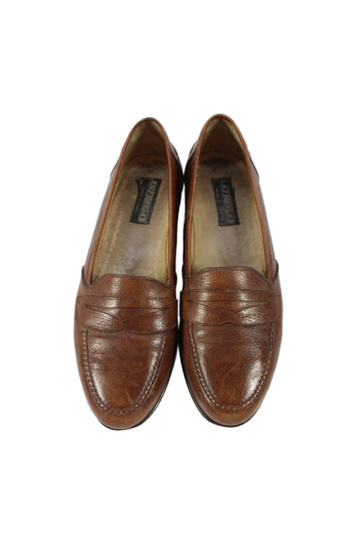 Strega Mens Leather Dress Round Toe Slip-On Penny Loafers Brown Size 8.5
