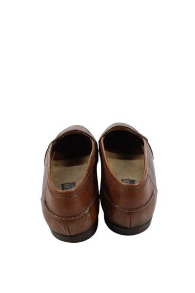 Strega Mens Leather Dress Round Toe Slip-On Penny Loafers Brown Size 8.5