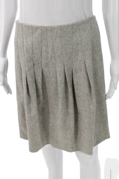 David Cenci Women Pleated Wool Blend Mini Skirt Gray Zip Size S