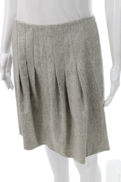 David Cenci Women Pleated Wool Blend Mini Skirt Gray Zip Size S