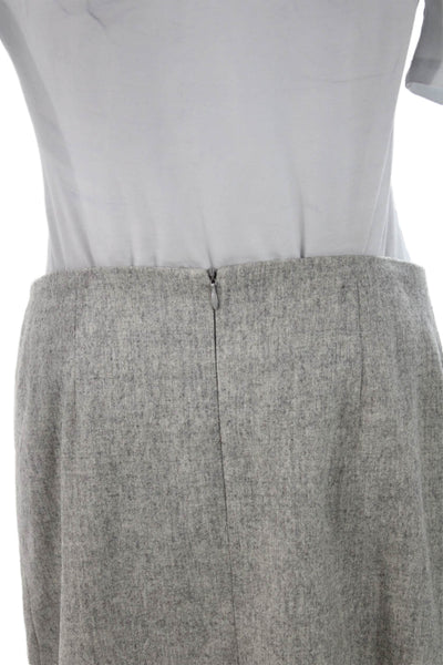 David Cenci Women Pleated Wool Blend Mini Skirt Gray Zip Size S